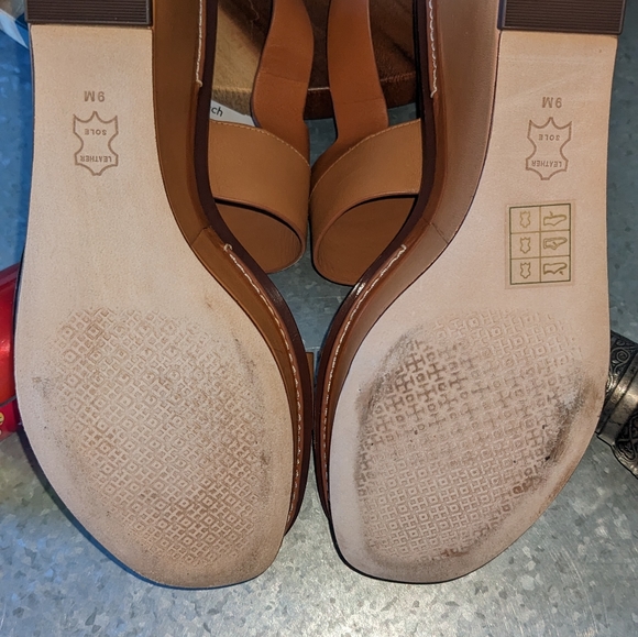 Tory Burch ~NEW SELBY 120mm Selby Wedge Sandals Brown Camel Leather Strap 9M - Picture 5 of 8